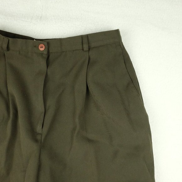 Vintage Womens Trousers 10 Olive Green Pants High Rise Cropped Pockets 70s 80s - Picture 2 of 11